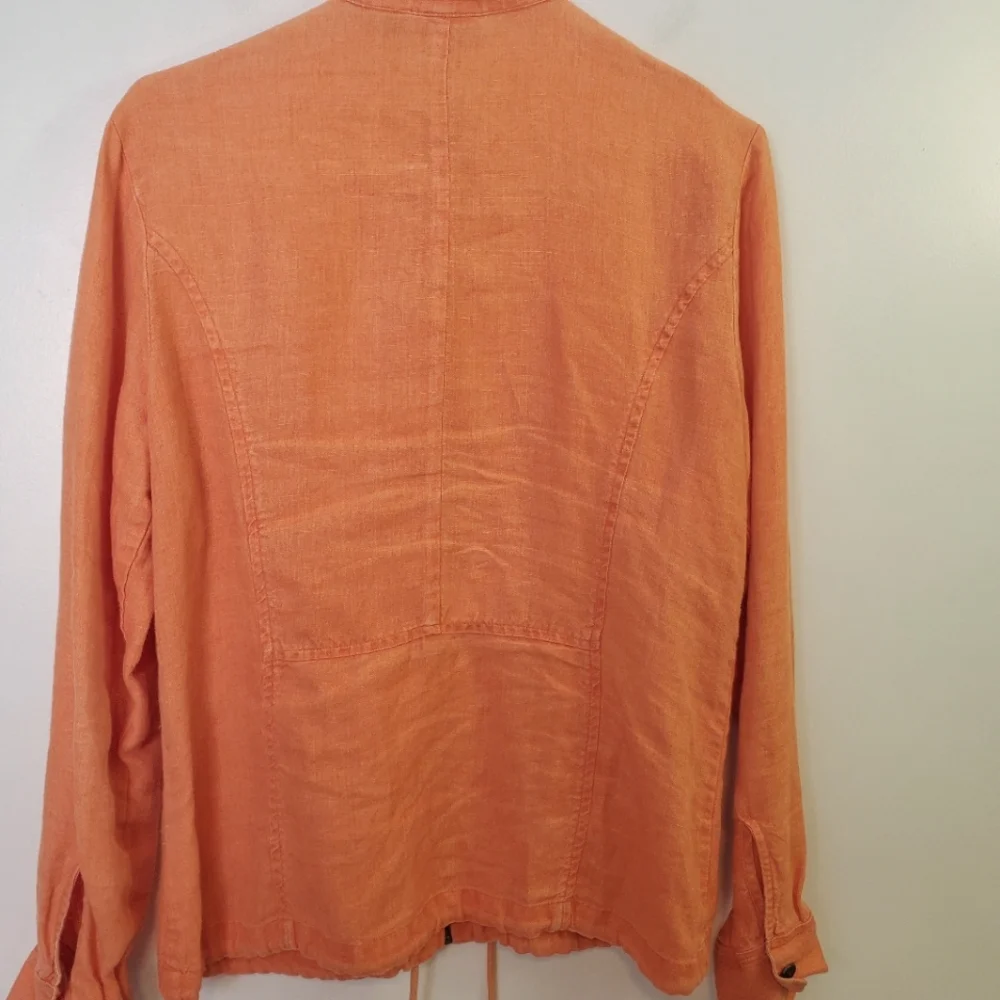 Chico's Orange Linen Zip Up Jacket Size 1 - equivalent to 8/10
